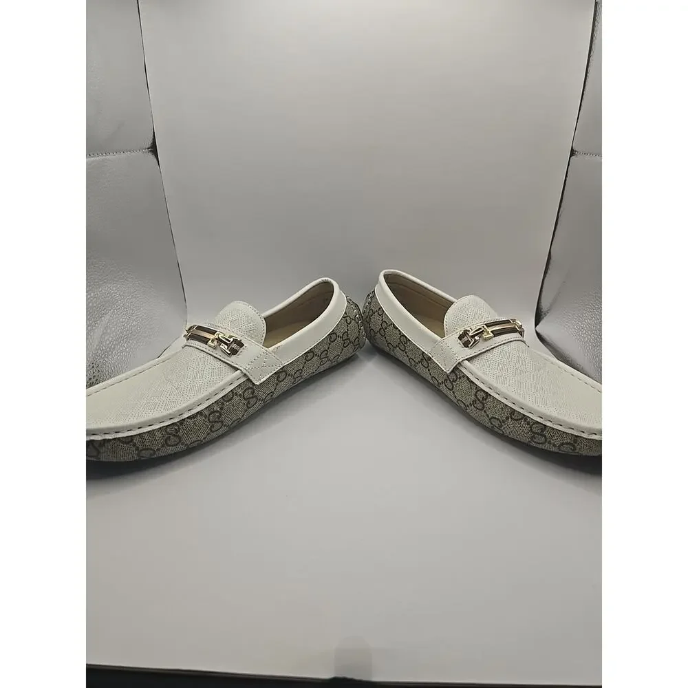 Royal Shoes Mens White-Beige Half Strap Loafers Size‎ US 11 EC